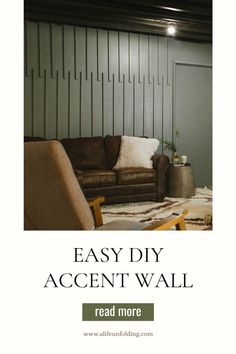 Green wood Accent Wall DI Textured Accent Walls In Living Room, Basement Accent Wall, Mid Century Accent Wall, Modern Wood Accent Wall, Easy Diy Accent Wall, Diy Mid Century Modern, Diy Mid Century, Diy Wood Wall