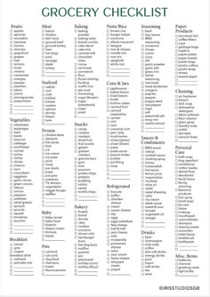 a printable list for the master grocery list, which includes items that are not available in