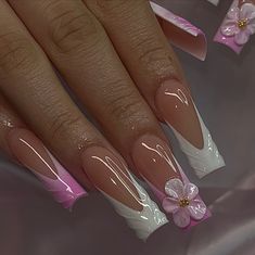 Pink Nails Ideas Long, Gel X Long Nails, Monochromatic Pink Nails, Pink And White Nails French, Fairytale Nails, Simple Pink Nails, Feminine Nails, Luv Nails, Neon Acrylic Nails