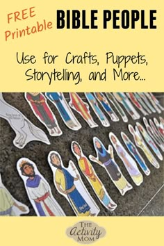 the printable bible people for crafts, puppets, storytelling and more is shown