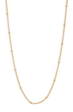 A fine chain necklace with stationed bead accents that sparkle in the light looks lovely on its own or paired with your favorite Monica Vinader pendant. A sliding bead extends the length, making it a super-versatile essential for your jewelry collection. Exclusive US retailer 21" length; 3" extender Lobster clasp closure Sterling silver or sterling silver/18k-gold plate Imported This brand is certified with the with Butterfly Mark, which identifies luxury brands that adhere to social and environ Monica Vinader, Best Practices, Luxury Brands, Beaded Chain, Womens Jewelry Necklace, Lobster Clasp, Luxury Branding, Jewelry Collection, 18k Gold