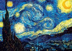 the starry night painting is shown in this image