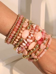 11pcs/Set Boho Shell & Crystal Beads Heart Charm Bracelets Set For Women, Suitable For Beach/Daily Wear Pink    Artificial Crystal     Women Fashion Jewelry, size features are:Bust: ,Length: ,Sleeve Length: Bracelets Sets, Daily Wear Jewellery, Bracelets Set, Pink Collar, Pink Collars, Watches Women Fashion, Wear Pink, Heart Charm Bracelet, Set For Women