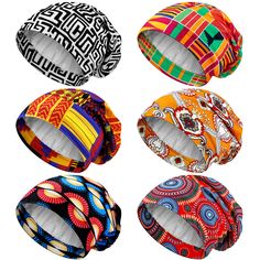 PRICES MAY VARY. Rich patterns: you will receive 6 pieces satin lined sleep caps in different African patterns and colors,sufficient quantity for a long time use, also can be given as a nice gift to your friend and family on Christmas, Thanksgiving and other holidays Suitable for most hairstyles: these double layer silk sleeping bonnets are not only suitable for most hairstyles such as short hair, long curly hair and other hairstyles, but also can prevent your hair from knotting and guard your h Jamaican Design, Head Wrapping, Hair Long Curly, Loc Maintenance, African Hair Wrap, Free Printable Sewing Patterns, Rag Rug Tutorial, Sleep Hairstyles, Curly Braids