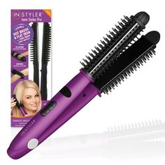 IN STYLR 30347 HTD CRMC BRL HOT BRSH FLT IRN BOX Size: 1.25".  Color: Purple. Hot Brush, Flat Iron Hair, Professional Hair Straightener, Pro Hair, Ceramic Hair Straightener, Hair Straightener And Curler, Ceramic Flat Iron, Hair Straighteners Flat Irons, Hair Straightening Iron