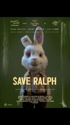 the movie poster for save raph with an image of a rabbit in a suit