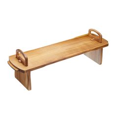 a wooden bench with two handles on it