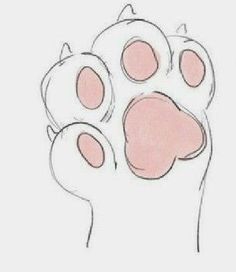 a drawing of a paw with pink spots on it's paws and the bottom half of