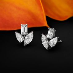 Revel in the allure of our Multi-Shape Diamond Stud Earrings, a testament to versatility and luxury. Meticulously crafted, these earrings feature a captivating array of diamond shapes. Daily Wear Diamond Earrings, Silver Diamond-cut Diamond-shaped Earrings, Luxury Marquise Diamond Cut Cluster Earrings, Silver Cluster Earrings With Diamond Accents, Marquise Shape, Luxury Multi-stone White Gold Earrings, Luxury Diamond-cut Diamond-shaped Earrings, Diamond Earrings Design, Diamond Shape Earrings, Earrings Design