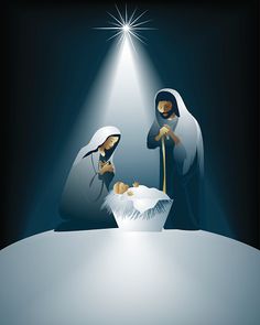 a nativity scene with the birth of jesus