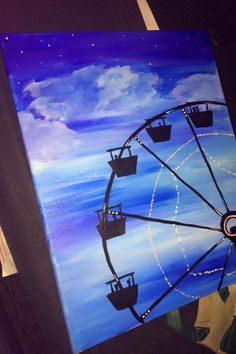 a painting of a ferris wheel in the sky