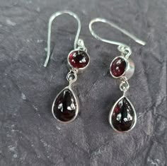 Red Garnet exclusively Earrings in Sterling Silver-Garnet jewelry-Christmas jewelry-Remarkable Earrings-Gift Dimension: 1.5 in long Stone 9 mm x 6 mm sterling silver Exclusive jewelry gift Red Gemstone Earrings, Jewellery Minimalist, Double Ear Piercings, Grunge Jewelry, 80's Fashion, Piercing Jewellery, Jolly Rancher, Witch Jewelry, Love Earrings