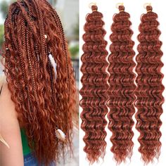 PRICES MAY VARY. 🙆‍♀️Ocean Wave Crochet Hair Materials：The ginger deep wave crochet hair is crafted from high quality synthetic fiber,the ocean wave braiding hair is very soft,light,full and looks natural,no chemical smell and will not cause allergies and skin itching. ocean wave crochet hair very close to human hair. 🙆‍♀️Deep Wave Hair Color : 22inch Ocean wave crochet hair is color:1B,4#,350#,613#,GREY,T27/613,Tblue,Tpurple,Tbug,from natural shades to bold and vibrant hues,choose your color, Hair For Goddess Braids, Wavy Crochet Hair, Ocean Wave Hair, Wavy Braiding Hair, Crochet Hair Curly, Deep Wave Crochet Hair, Hairstyles At Home, Wavy Hair With Braid, Ocean Wave Crochet