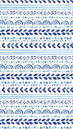 an abstract blue and white pattern with wavy lines, dots and circles on a white background