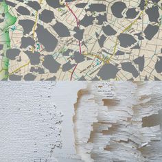 three different maps are shown with paint chippings on the bottom left and top right