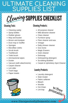 the ultimate cleaning checklist for all types of items that you can use to clean your house