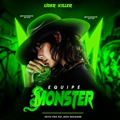 the movie poster for equipe monster starring in green and black with an image of a man wearing a hat