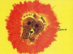 a drawing of a lion's face on a yellow background with words written below it