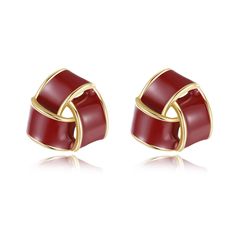 PRICES MAY VARY. Unique Vintage Design: Special red trigle drip glaze design and shaped by gold color line. The combination of a refreshing appearance and fine craftsmanship makes them a perfect choice to show your elegance. Suitable for Various Occasions: these earrings elevate your elegance and charm. Whether for a special occasion or everyday wear, they complement various styles with a touch of grace. Ideal Gift Choice: a perfect gift choice for for birthday, graduation, Christmas, Anniversar Red Rectangular Earrings, Red Enamel Earrings For Anniversary, Triangle Love, Enamel Stud Earrings, Earrings Elegant, Knot Earrings, Love Knot, Color Lines, Gold Enamel