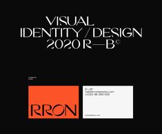 an orange and black business card with the words visual identity / design 2000 - b