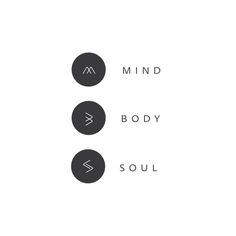 the words mind, body and soul are shown