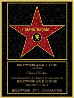 the hollywood walk of fame star is shown in black and gold with red glitters