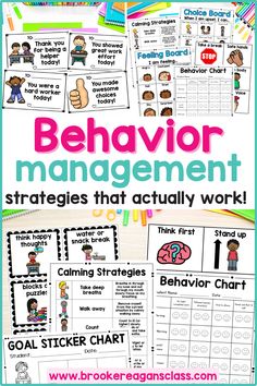 behavior management worksheet for students to help them learn how to manage their feelings