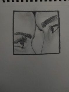 a pencil drawing of two eyes with one eye closed