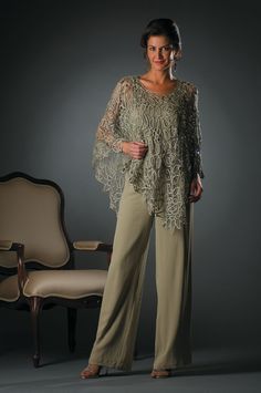 Soulmates C881 Handmade Silk Lace Beaded Poncho. Crafted from 100% silk, this exquisite poncho features intricate hand-crocheted lace and beaded detailing, offering a sophisticated and unique look for any special occasion. Perfect for weddings, cruises, and destination events. Bride Pantsuit, Mother Of The Bride Suits, Bride Suit, Aesthetic Knitting, Chiffon Jacket, Knitting Aesthetic, Beginners Knitting, Classy Dress Outfits, فستان سهرة