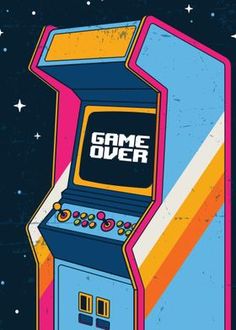 an old arcade machine with the words game over on it