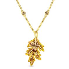 Autumn Oak Leaf Fall Enamel 18" Necklace by Ritzy Couture DeLuxe - 18k Gold Plated Brass Girls Handmade, Oak Leaf, Fall Jewelry, Hook Earrings, Gift For Women, Necklace Jewelry, Autumn Leaves, Elegant Design, Women Girl