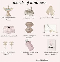 a pink poster with the words words of kindness written in white and black on it