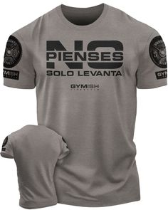 No Pienses, Solo Levanta Workout Gym T-Shirt Funny Gym Shirt for Men Camiseta de gimnasio de entrenamiento Athletic Fit T-shirt With Logo For Gym, Athletic Heather Short Sleeve T-shirt For Training, Short Sleeve Activewear For Training With Logo Print, Gray Athleisure T-shirt For Training, Gray Athletic Fit T-shirt With Breathable Material, Athletic Fit Gray T-shirt With Breathable Fabric, Athletic Heather Crew Neck T-shirt For Gym, Athletic Fit Gray Breathable T-shirt, Gray Athletic Fit Breathable T-shirt