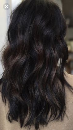 Off Black Balayage Hair, Dark Hair With Black Lowlights, Brownish Black Hair Color, Low Lights For Dark Hair Black, Dark Brown Hair With Highlights Brown, Black Balayage On Brown Hair, Black To Brunette Balayage, Lived In Black Hair, Dimension Black Hair