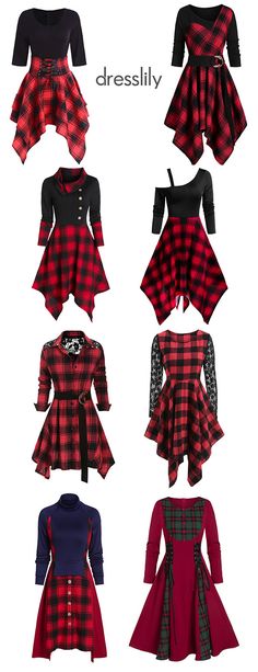 Red Black Dress, Red Plaid Dress, Dresses Casual Fall, Dress Woman, Womens Black Dress, Casual Winter Outfits, Woman Fashion, Going Out Dresses, Edgy Outfits