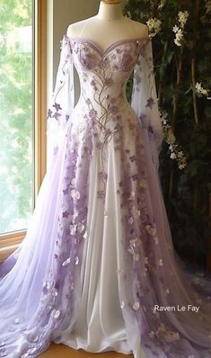 Purple Wedding Dress, Fairy Dresses, Fantasy Dresses, Fantasy Gowns, Pretty Prom Dresses, Fairytale Dress, Fantasy Dress