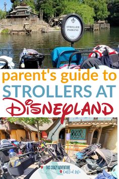 the parent's guide to strollers at disneyland is featured in this postcard