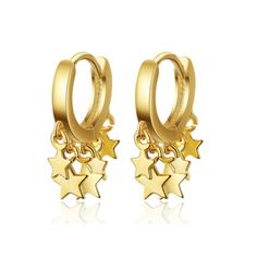 "IMPORTANT!! PLEASE LEAVE YOUR TELEPHONE NUMBER AS A NOTE AT CHECKOUT AS IT'S REQUIRED BY DHL IN ORDER TO BE ABLE TO CONTACT YOU AND SCHEDULE DELIVERY! * Beautiful 24k gold filled star hoops * Hoops diameter : 0.4\" * Total length : 0.7\" * Hypo-allergic / Nickel & Lead Free * For any questions or custom made orders please do not hesitate to contact me!" Gold Star Charm Hoop Earrings, Gold Plated Star-shaped Hoop Earrings, Gold Plated Star Shaped Hoop Earrings, Gold Plated Hoop Earrings With Star Charm, Star-shaped Gold Plated Hoop Earrings In Yellow Gold, Gold-plated Hoop Earrings With Star Charm, Gold Small Hoop Earrings With Star Charm, Small Gold Hoop Earrings With Star Charm, Gold Huggie Hoop Earrings With Star Charm