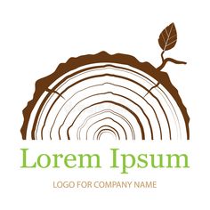 a tree stump with a green leaf on it's top and the word logo for company name