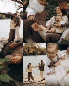 a collage of photos with people holding babys hands