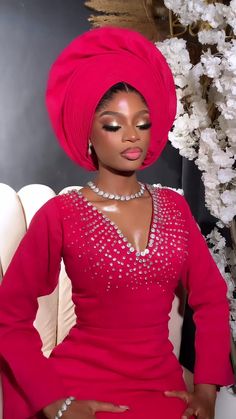 Bride Gele Styles, Aso Ofi Styles For Bride, Red Aso Oke, African Prom Dresses Ankara, Nigerian Traditional Dresses, Aso Ebi Dresses, Couples African Outfits, Yoruba Bride, Nigerian Lace Styles Dress