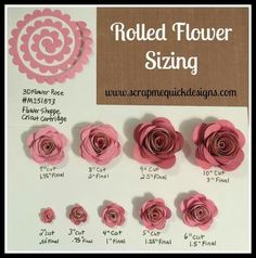 rolled flower sizing instructions for making paper flowers