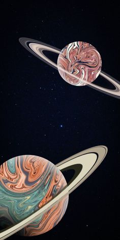 an artist's rendering of saturn and its satellites