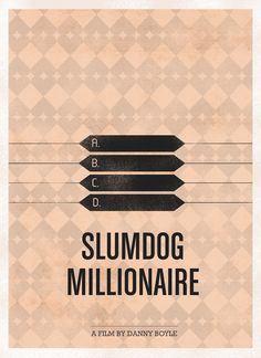 a movie poster for slumdog millionaire with three arrows pointing in different directions