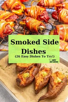 baked stuffed side dishes with text overlay that reads smoked side dishes