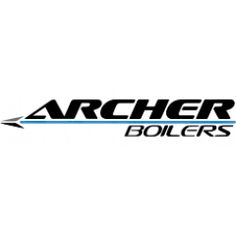 the logo for archer bollers is shown in black and blue on a white background