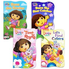 three children's books with dora the explorer