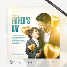 a father's day flyer with a photo of a young boy and his father