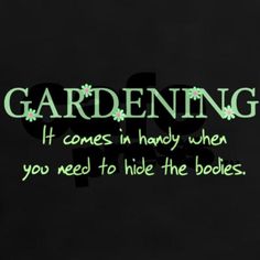 the words gardening written in green on a black background with an image of a plant