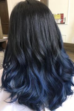 Blue Hair Highlights, Denim Hair, Color For Black Hair, Blue Black Hair, Light Blue Hair, Blue Ombre Hair, Dark Blue Hair, Dip Dye Hair, Hair Dyed